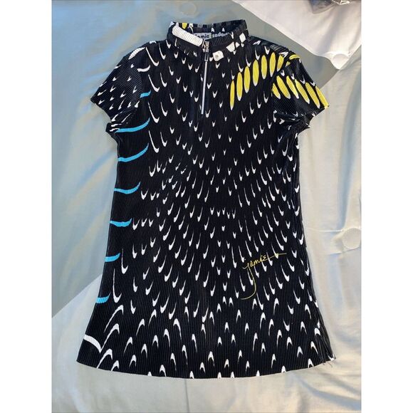 JAMIE SADOCK Womens Black Abstract Golf Top 1/4 Zip‎ Size XS - Picture 1 of 5
